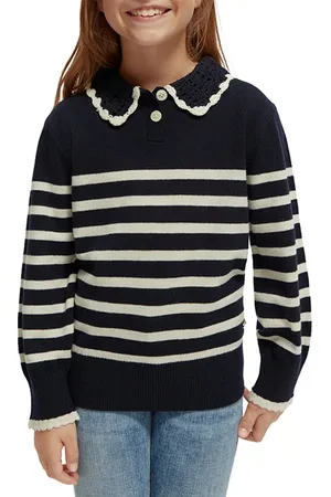 Scotch&Soda Girls Striped Crochet Collar Pullover Night