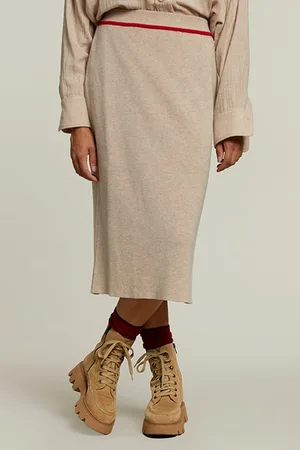 River Woods Beige Midi Skirt