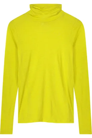 Summum Woman Top Turtleneck Wool Blend Jersey Citrus