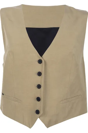 AllSaints Deri Lyn Waistcoat Light Khaki Brown