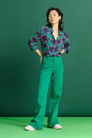 POM Amsterdam Jeans - Wide Leg Jade Green