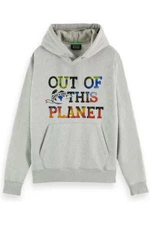 Scotch&Soda Garment-dyed Graphic Hoodie Grey Melange