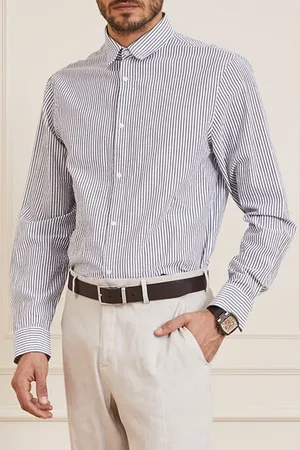 Guess GUESS Joe Collar Notche Blue And White Casual Shirt Strip