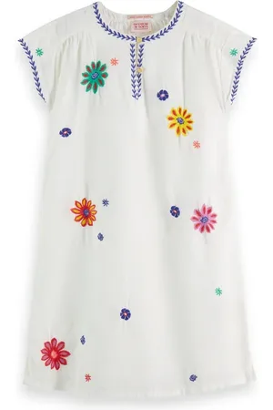 Scotch&Soda Flower Embroidered Kaftan Dress Off White