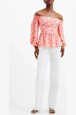 French Connection Cosette Smk Bardot Top Red