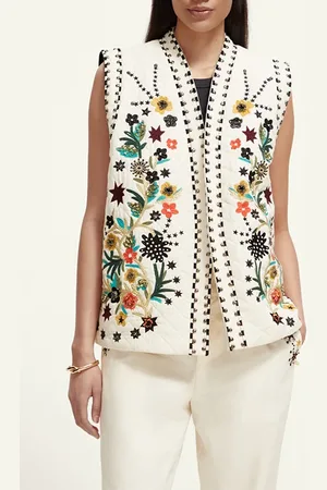 Scotch&Soda Embroidered Gilet Ecru
