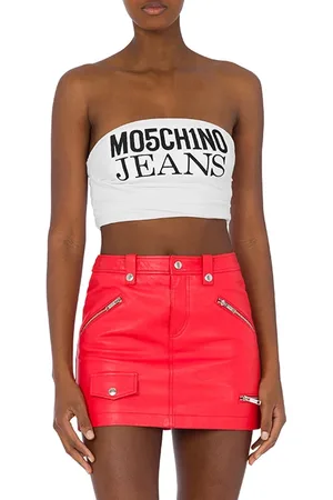 Moschino Logo Print Crop Top White