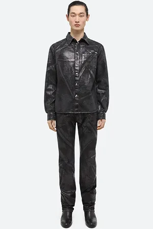 Helmut Lang Foil Shirt Jkt Cotton Black Distress Metal Crash