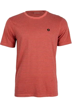 No Excess T-shirt Crewneck Stripe Garment Dyed Papaya