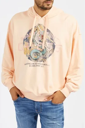 Guess GUESS Round Logo Hoodie Sweats Peach Sky