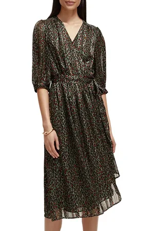 Scotch&Soda Asymmetric Wrap Dress Creatures Of The Night Field Green