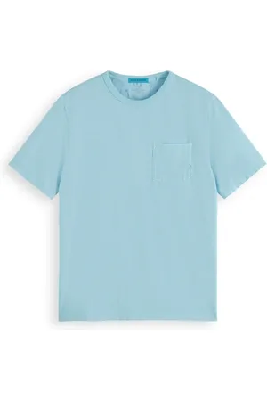 Scotch&Soda Garment Dye Pocket T-shirt Washed Neon Blue