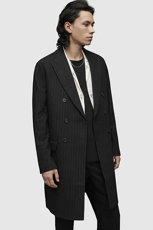 AllSaints Brock Pinstripe Coat Black