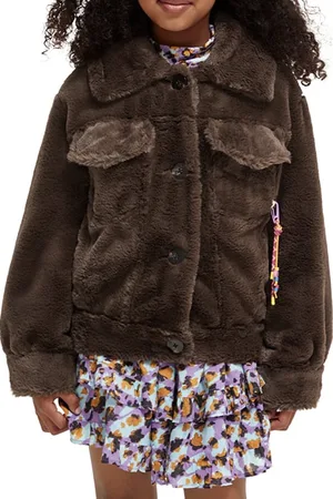 Scotch&Soda Faux Fur Trucker Jacket Dark Chocolate