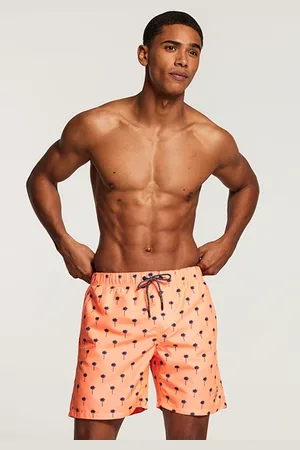Shiwi Men Swimshort Scratched Palm Neon Orange
