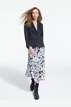 The Kooples Romantic Garden Long Skirt Black White