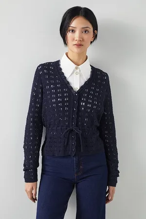 LK Bennett Amie Crochet Cardigan Navy