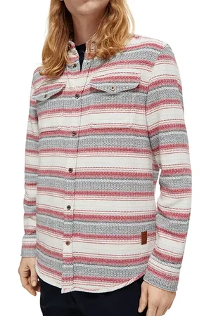 Scotch&Soda Waffle Check Stripe Shirt Multi Blue Stripe