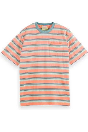 Scotch&Soda Yarn Dye Stripe Pocket T-shirt Peach Green Multistripe