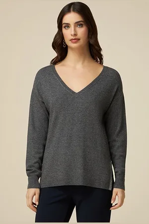 Oltre Cashmere Blend V-neck Sweater With Rhinestones