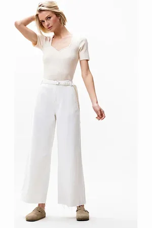 Catwalk Junkie Cropped Straight Leg Jeans Off White