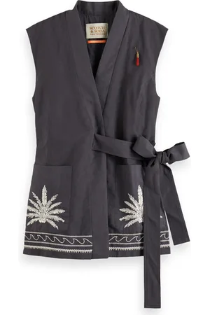 Scotch&Soda Belted Gilet With Palm Embroidery Antra