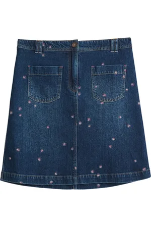 White Stuff Melody Embroidered Denim Skirt Mid Denim