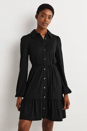 Boden Tiered Jersey Mini Shirt Dress Blk