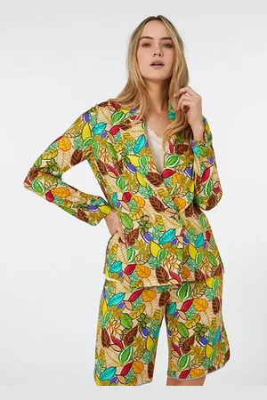 Elena Miro Twill Jacket With Foliage Print Fantasy