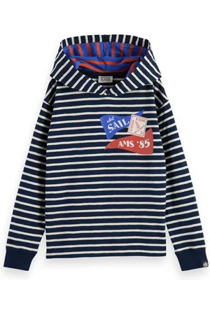 Scotch&Soda Long-sleeved T-shirt With Hoodie Night Stripe
