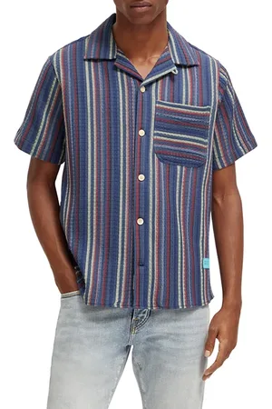 Scotch&Soda Structured Short Sleeve Stripe Shirt Multi Stripe Blue Pink