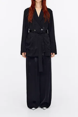 Bimba y Lola Black Fluid Jacquard Blazer