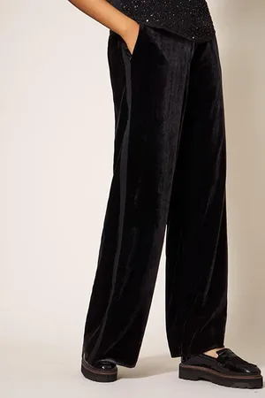 White Stuff Jenny Velvet Wide Leg Trouser Pure Black