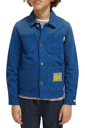 Scotch&Soda Bandana Artwork Overshirt In Organic Cotton Marine