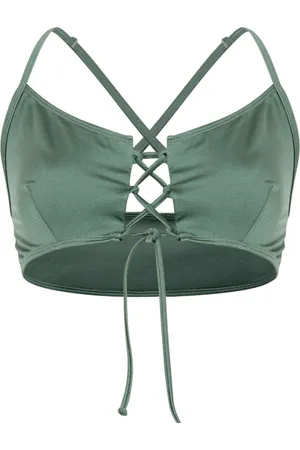 French Connection Lace Up Bikini Top Army