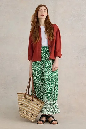 White Stuff Jada Eco Vero Maxi Skirt Green Printed
