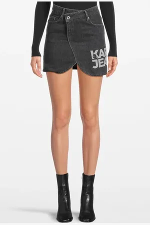 Karl Lagerfeld Klj Denim Mini Skirt Logo Washed Light Grey