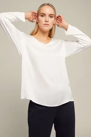 Elena Miro T-shirt In Two Eco-viscose Fabrics White