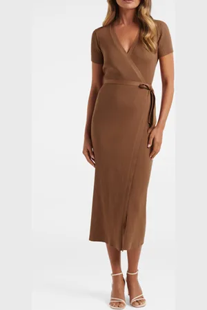 Forever New Prima Short Sleeve Wrap Knit Dress Ponyskin