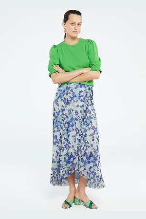 Fabienne Chapot Bobo Frill Skirt Riad Blue/holy Guaca