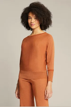 Elena Miro Lurex Ecovero™ Viscose Sweater Orange