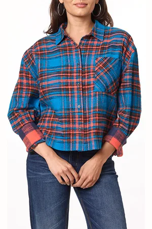 Scotch&Soda Oversized Cropped Shirt Paprika/mykonos Blue