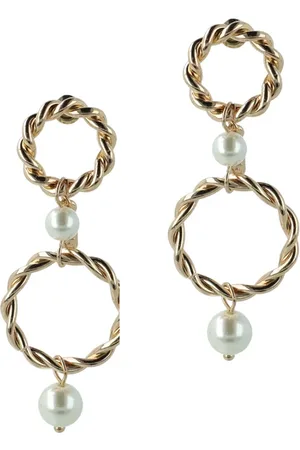 Otazu Twisted Pearl Gold Earrings Gold Pearls