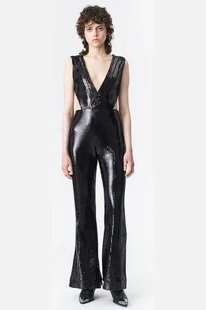 Marcell Von Berlin Women‘s Sequin Cut-out Overall Black