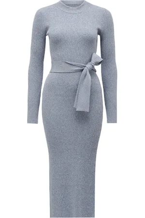 Forever New Grayson Midi Knit Dress Blue Space Dye