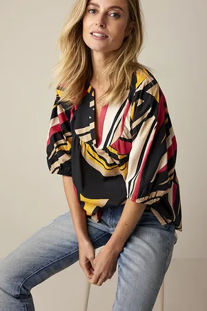 Summum Woman Top Big Swirls Multicolour