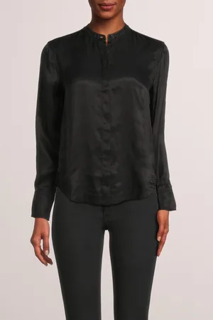 Bella Dahl Mandarin Collar Button Down Black
