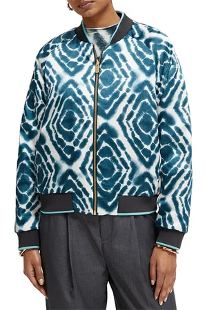 Scotch&Soda Reversible Bomber Jacket Disco Tie Dye Bottle Green