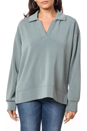 Scotch&Soda Johnny Collar Slit Hem Popover Balsam Green