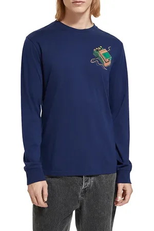 Scotch&Soda Regular Fit Artwork Long Sleeve T-shirt In Organic Cotton De